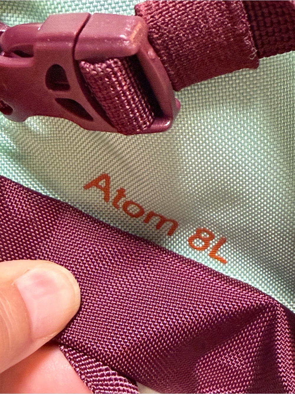 Patagonia Atom 8L Sling Backpack Crossbody Bag Mint Green Burgundy Purple - Picture 2 of 7
